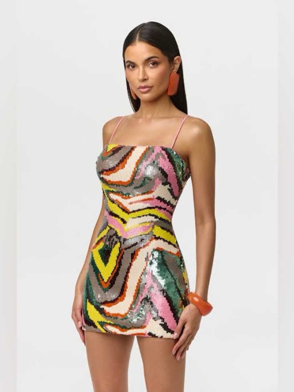 Naked Wardrobe Sequin Abstract Mini Dress Sea Green Multi